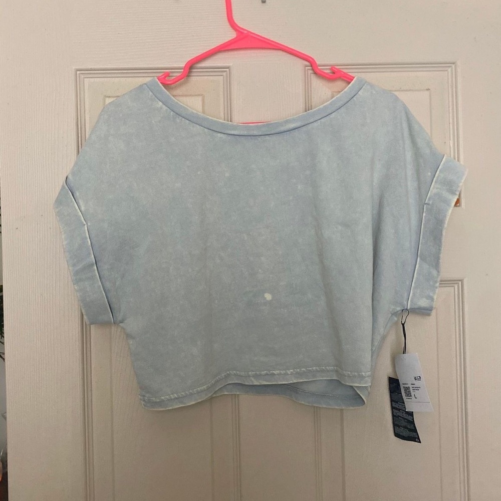 Distressed Light Blue Forever 21 Crop Top